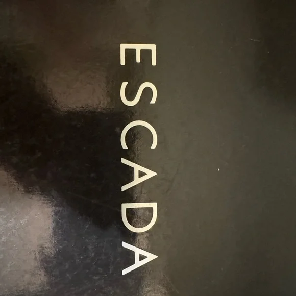 Escada Black and Gold Heels with Rhinestone Bow - Picture 5 of 5